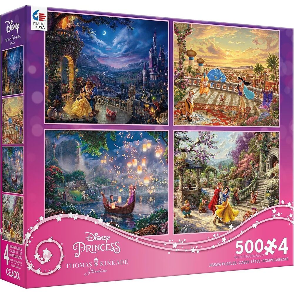 - Thomas Kinkade Disney Princess 4 Pack 500 Piece Jigsaw Puzzles Multi